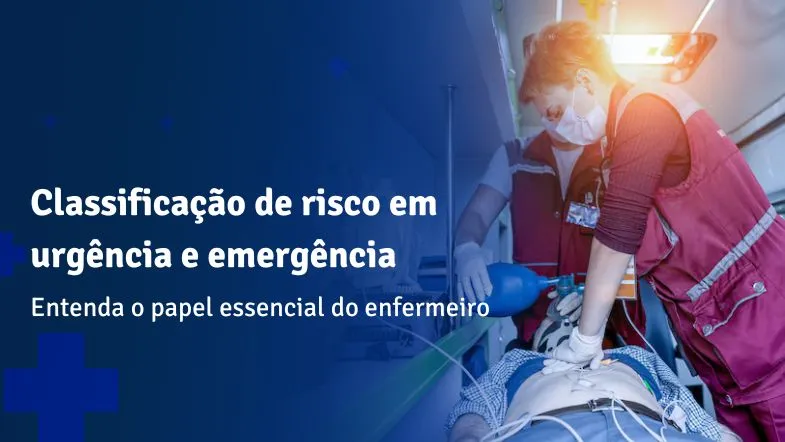 Enfermeiro realizando atendimento de urgência e emergência com reanimação cardiopulmonar em paciente crítico.