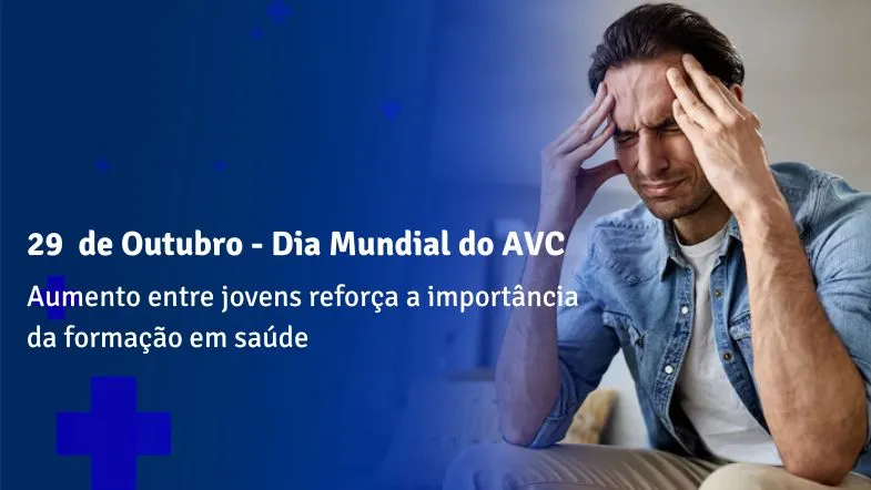 Dia Mundial do AVC: aumento entre jovens reforça a importância da formação em saúde 9 Homem jovem com dor de cabeça representa aumento dos casos de AVC entre adultos jovens.