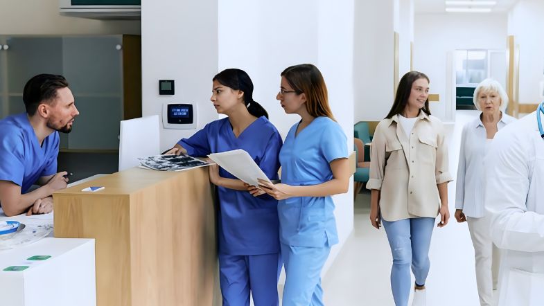 Gestão Hospitalar em 2025: como reduzir custos sem perder qualidade 8 Equipe hospitalar revisando prontuários e discutindo estratégias para otimizar processos e reduzir desperdícios.