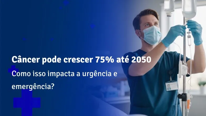 Enfermeiro ajustando medicação intravenosa em ambiente hospitalar, ilustrando o impacto do aumento do câncer na urgência e emergência.