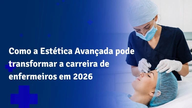 Enfermeira realizando procedimento estético facial com técnica avançada em ambiente clínico, representando a estética avançada na enfermagem em 2026.
