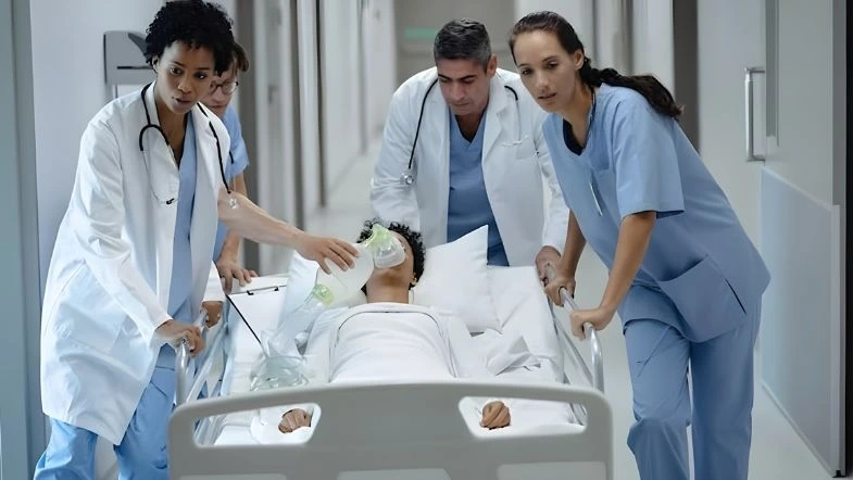 As áreas da enfermagem com maior demanda em 2026: por que a Urgência e Emergência lidera 8 Equipe de saúde atuando em situação de emergência hospitalar, com enfermeiros prestando cuidados críticos ao paciente.