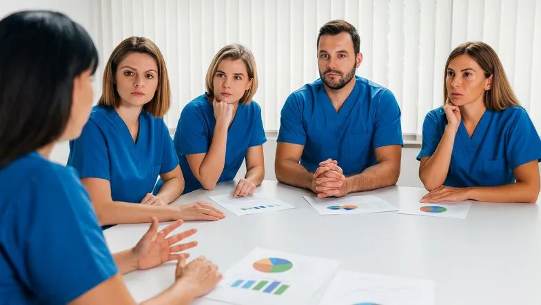 Indicadores hospitalares: as métricas estratégicas que vão orientar a gestão da saúde em 2026 7 Profissionais da saúde analisando relatórios e indicadores hospitalares em ambiente institucional.