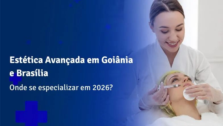 Estética Avançada em Goiânia e Brasília para 2026, mostrando uma profissional de jaleco sorrindo e atendendo uma paciente.
