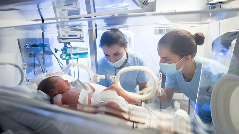 Novas diretrizes clínicas para UTI Neonatal em 2026: o que muda para enfermeiros 9 Equipe de enfermagem prestando assistência direta a recém-nascido em incubadora de UTI Neonatal, em ambiente hospitalar especializado.